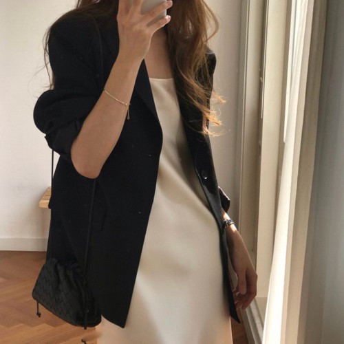 (자체제작)어텀 투버튼 루즈핏 하프 자켓 오버핏 테일러드 블레이저 싱글 봄 자켓 간절기 아우터 카키/블랙