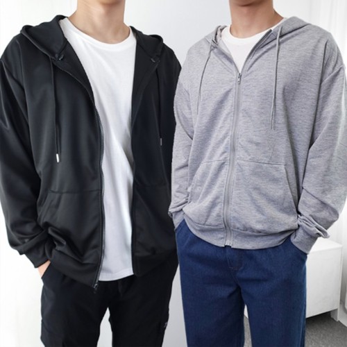 L-5XL 남자 후드 집업 빅사이즈 봄 가을 겨울 무지 남성 학생 얇은 데일리 간절기