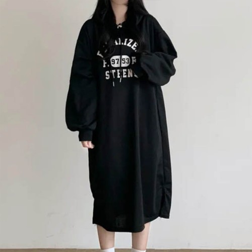 긴팔 원피스 여자 여성 겨울 가을 봄 캐쥬얼 데일리 후드 롱 간절기 집에서 입는 등원룩