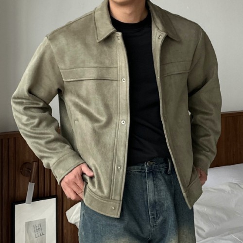 남자 먼프 봄 가을 간절기 세미 크롭 세무 스웨이드 자켓