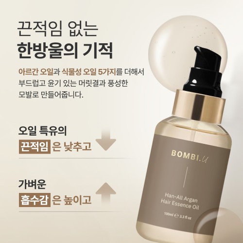 봄비유 모로코 아르간 13000PPM 열보호 단백질 헤어 오일 에센스 100ml, 1개