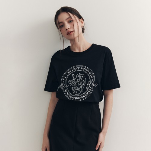 [제로스트릿][6컬러] 플라워 레터링 반팔 티셔츠 FLOWER LETTERING SHORT SLEEVE T-SHIRT