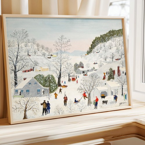 그랜마 모지스 할머니 그림 봄 여름 가을 겨울 풍경 캔버스 명화 거실 인테리어 액자 1