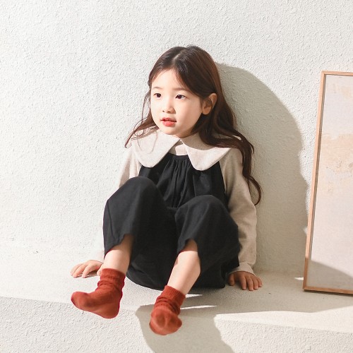 올슨 카라 프릴 티셔츠 봄 가을 겨울 아이보리 오트밀 브라운 아동 여아 유아