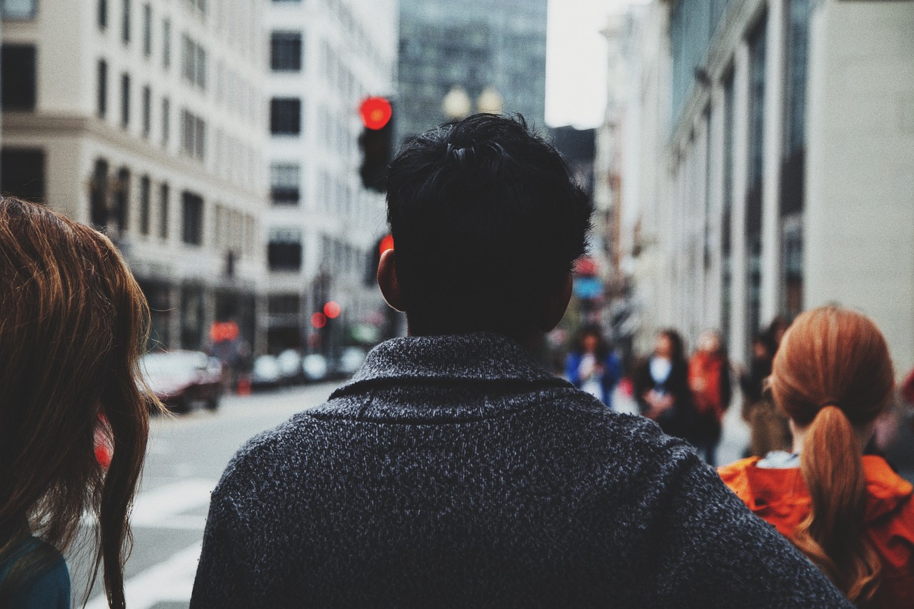 people walking office